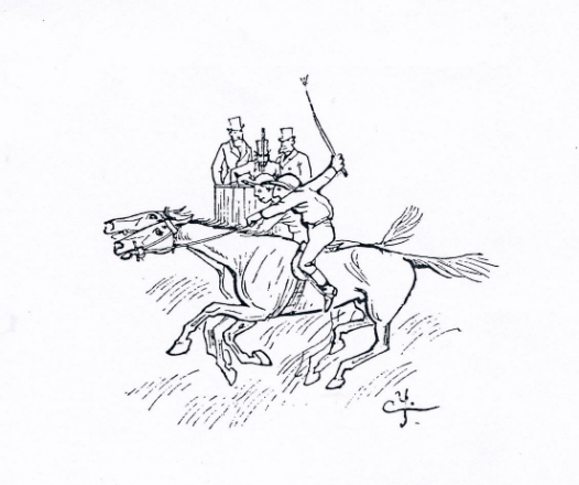 Figure 1 Dessin représentant un dead heat dans une course : une arrivée ex-aequo, Fonds France Galop